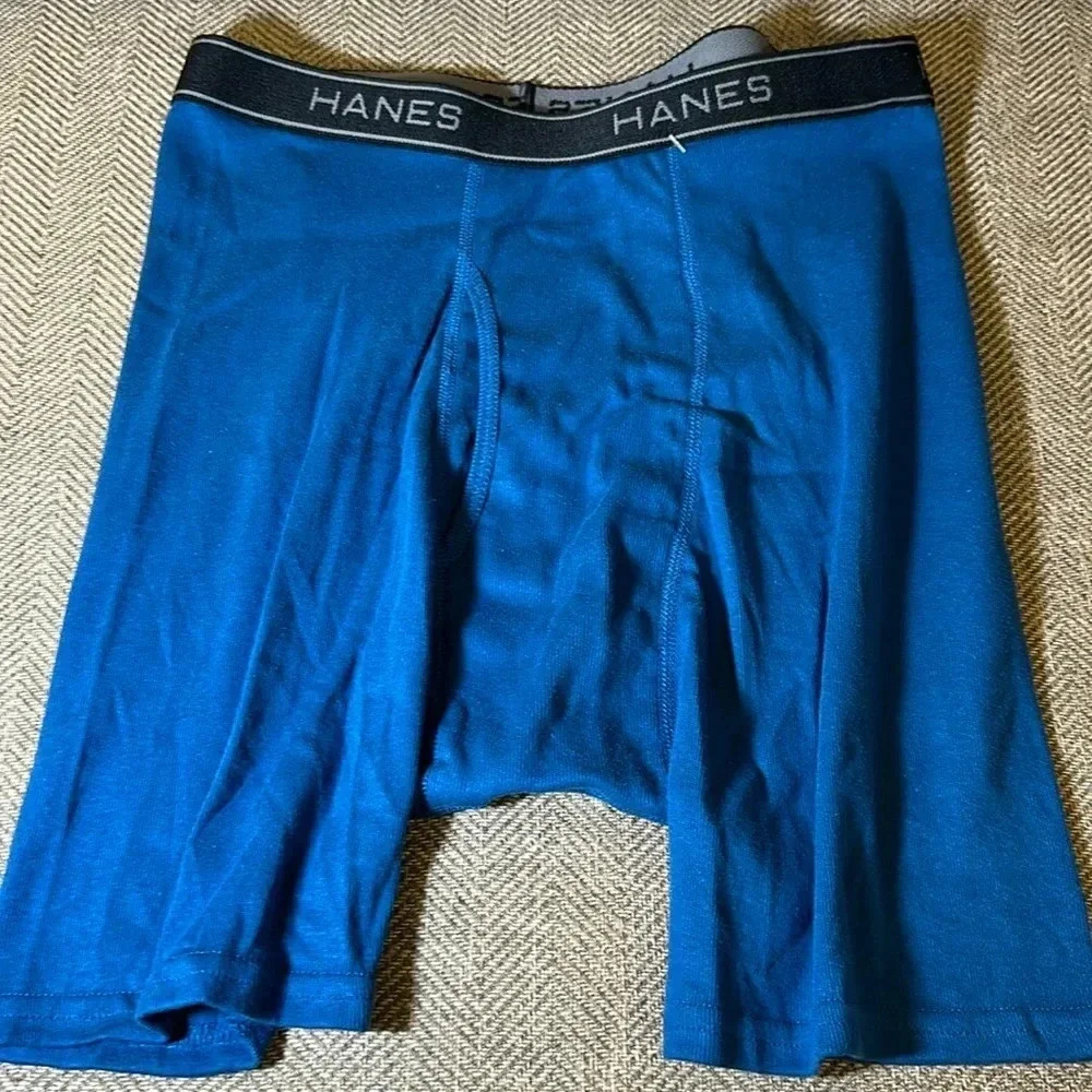 NWT Hanes boxer brief comfort flex Men underwear medium blue cotton